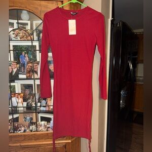 NEW NWT SMALL Elegant Red Long Sleeve Dress.
